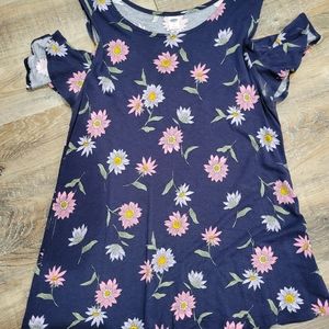 Cold shoulder shirt from Old Navy 🌼  navy, pink, yellow